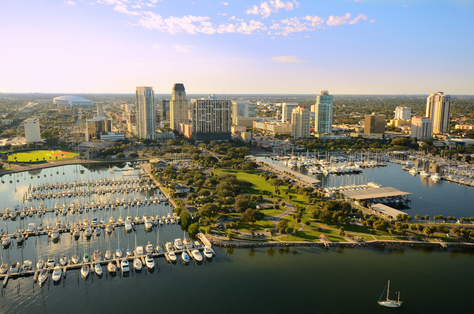 Aerial view of St. Petersburg Florida showing out St. Petersburg venues